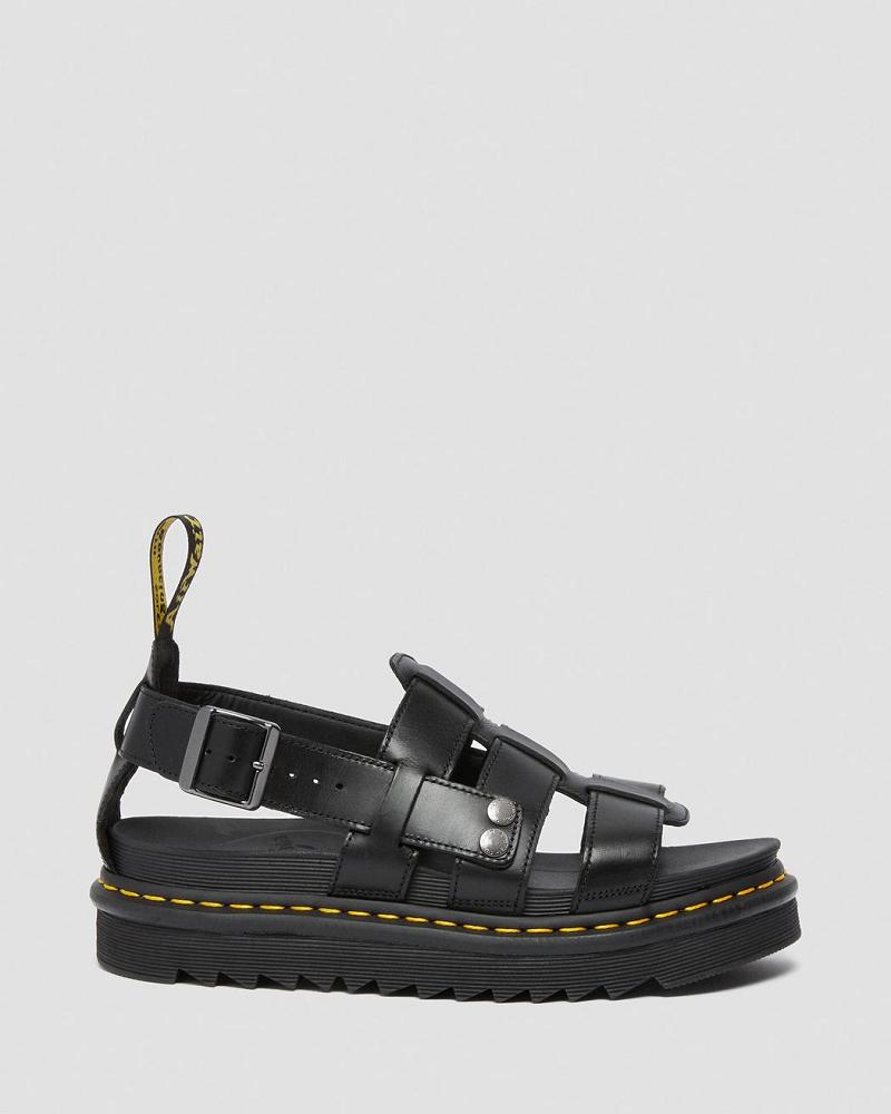 Sandalias Con Tiras Dr Martens Terry Cuero Mujer Negros | MX 463KOR